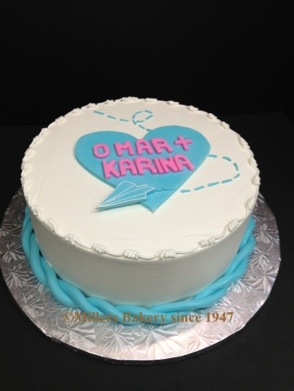 Engagement Initial Heart Cake To Match their Invitation
