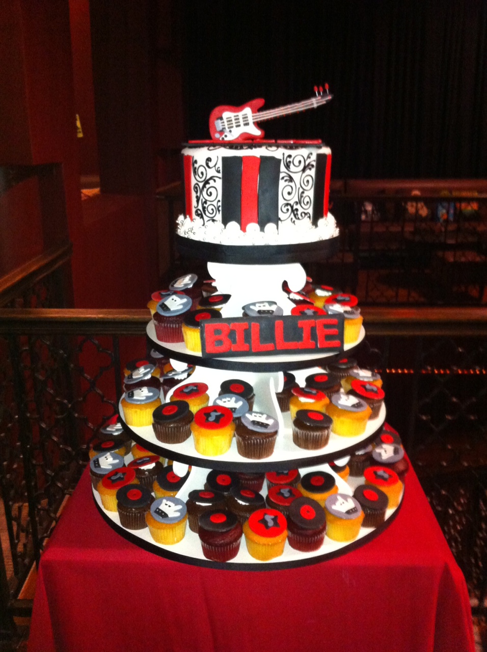 A Rock N Roll Cupcake Tree With A Guitar Topper Cake And &#8220;Rock On &#8221; Themed Cupcakes You May Also Like &#160; &#160;