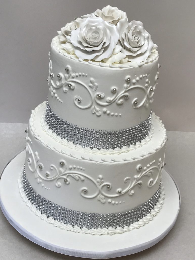 Silver and White Wedding | Wedding cakes, Beautiful wedding cakes, Silver  wedding cake